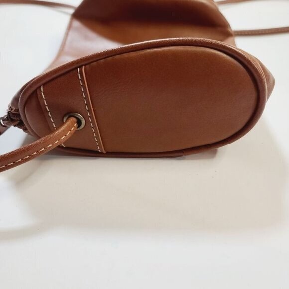 Vintage 90s ESPRIT Brown Barrel Leather Crossbody Purse - Picture 3 of 12